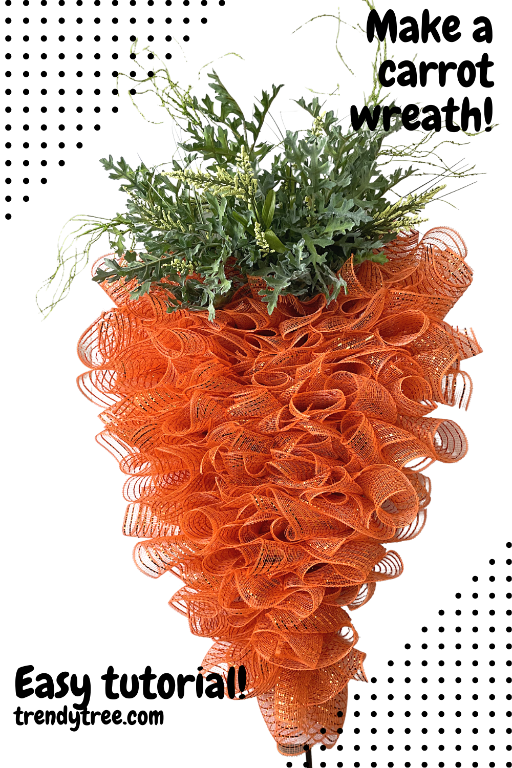easy carrot wreath tutorial with deco mesn
