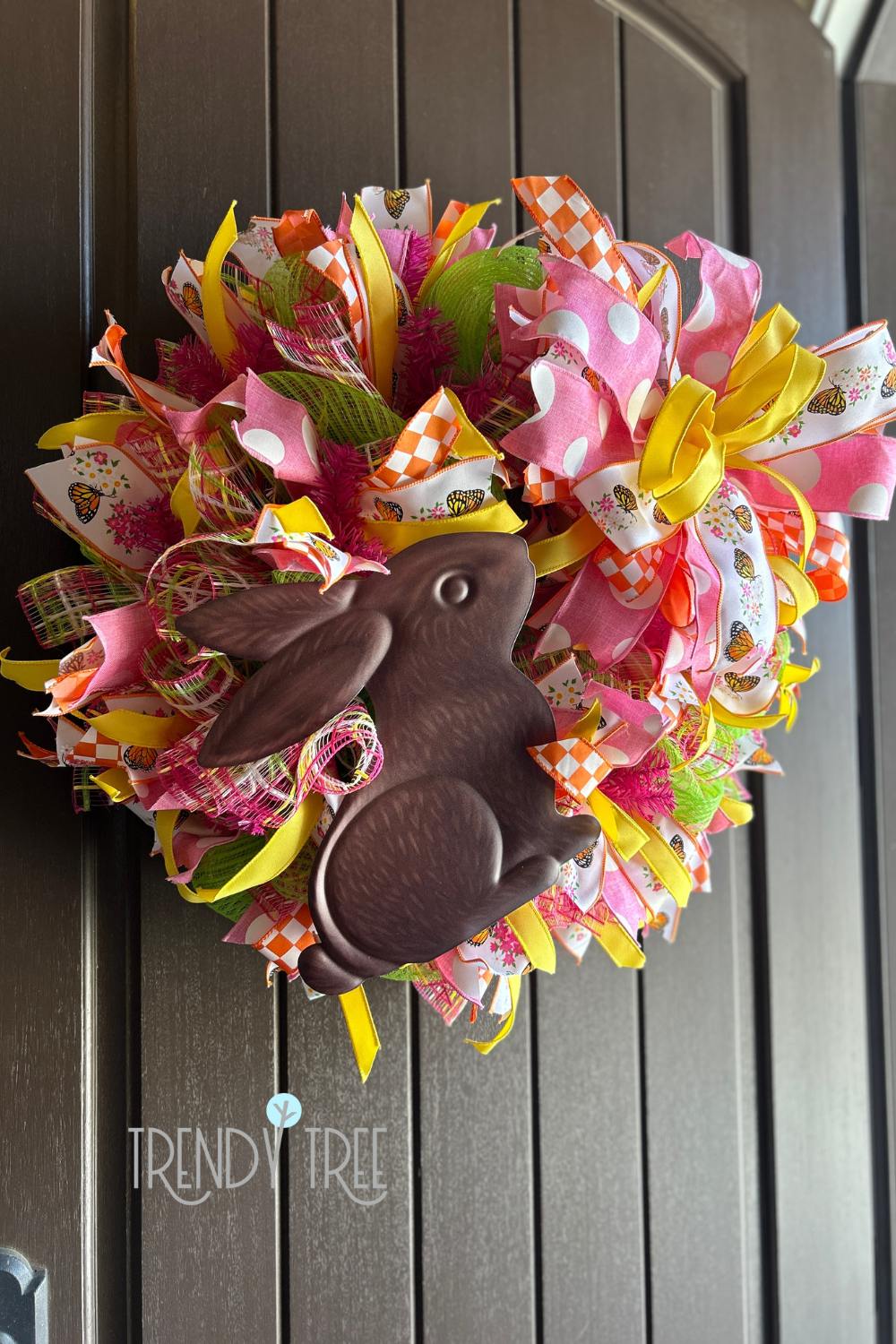 chocolate bunny deco mesh wreath