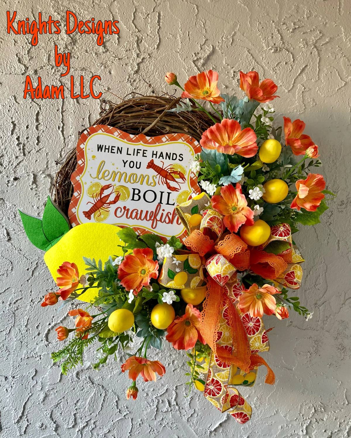 crawfish and lemons grapvine wreath tutorial