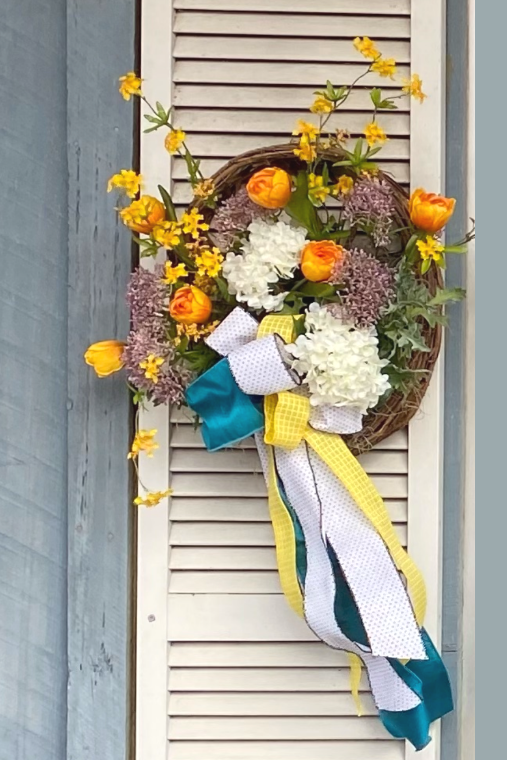 Spring Floral Made on a Twig Wall Basket