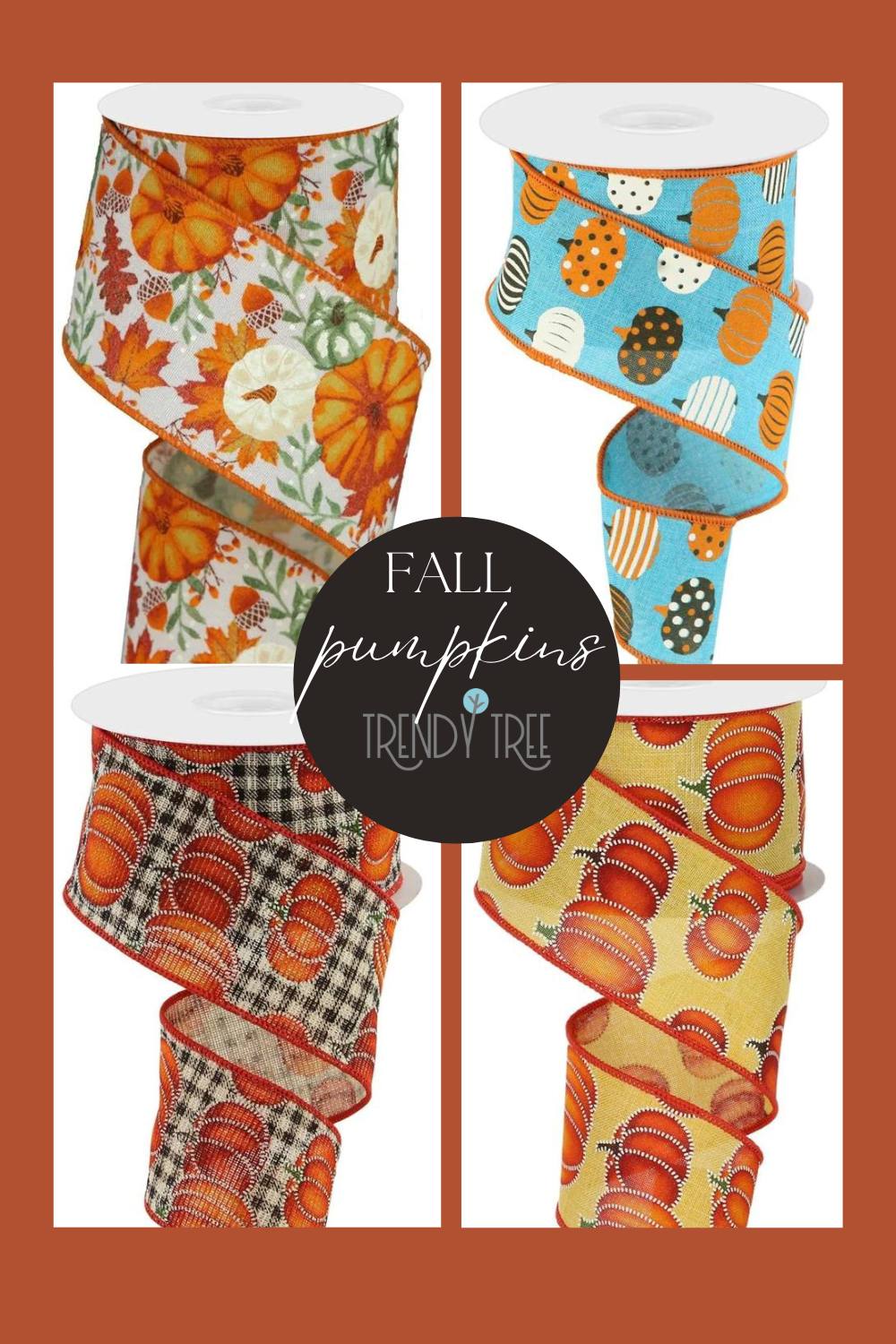 four styles of fall ribbon in stock at trendy tree