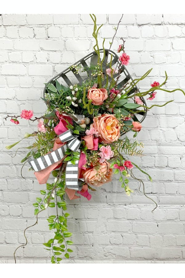 summer floral wreath, red floral wreath