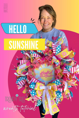 hello sunshine brightly colored deco mesh wreath