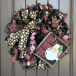 deco mesh ho ho ho leopard christmas wreath