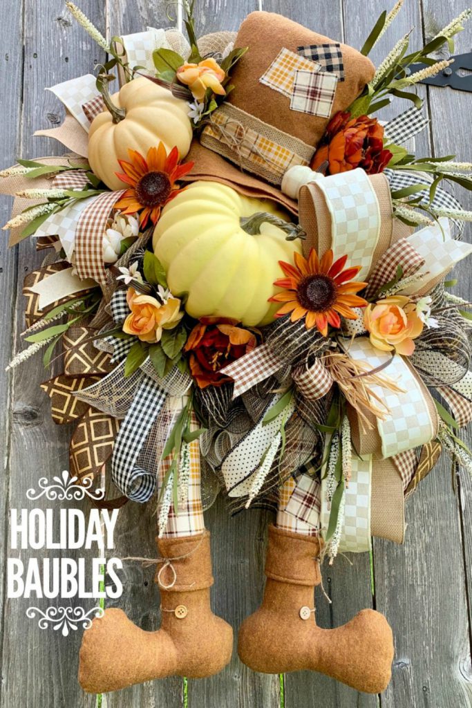 fall pumpkin wreath, black white check fall wreath