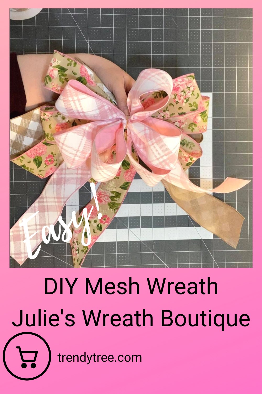 Bow for easy Deco mesh wreath.