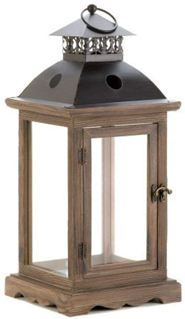 wood and glass lantern from amazon
