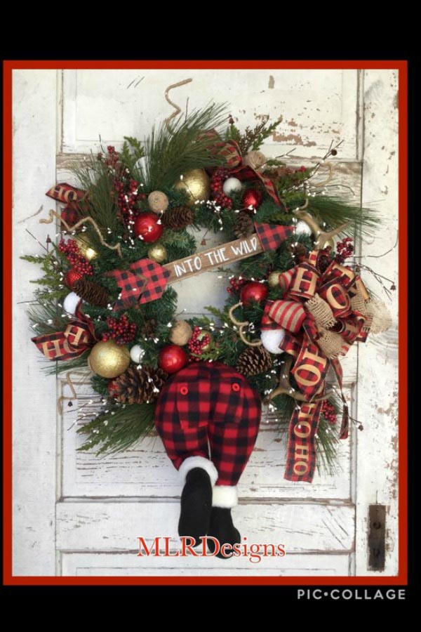 Christmas Decorations Tree Ornament, 8 Pcs Red Black Buffalo Check Plaid Stitching Burlap Hanging Ornaments, Tree Ball Bell Stocking Shaped Hanging