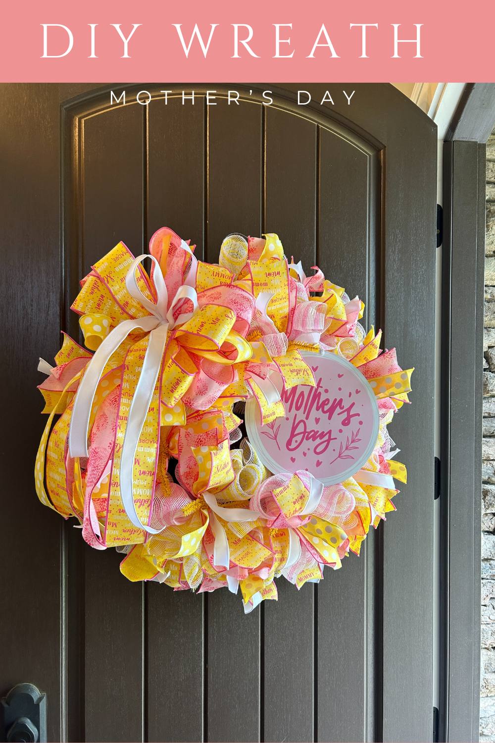 deco mesh mother's day ruffle wreath with sign