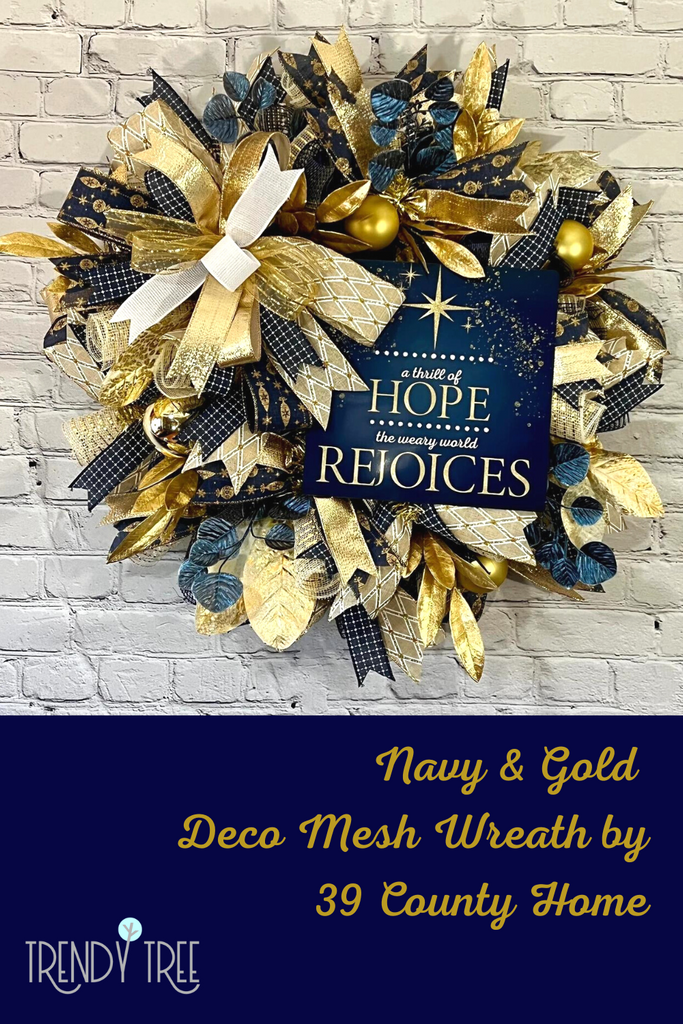 navy and gold christmas wreath
