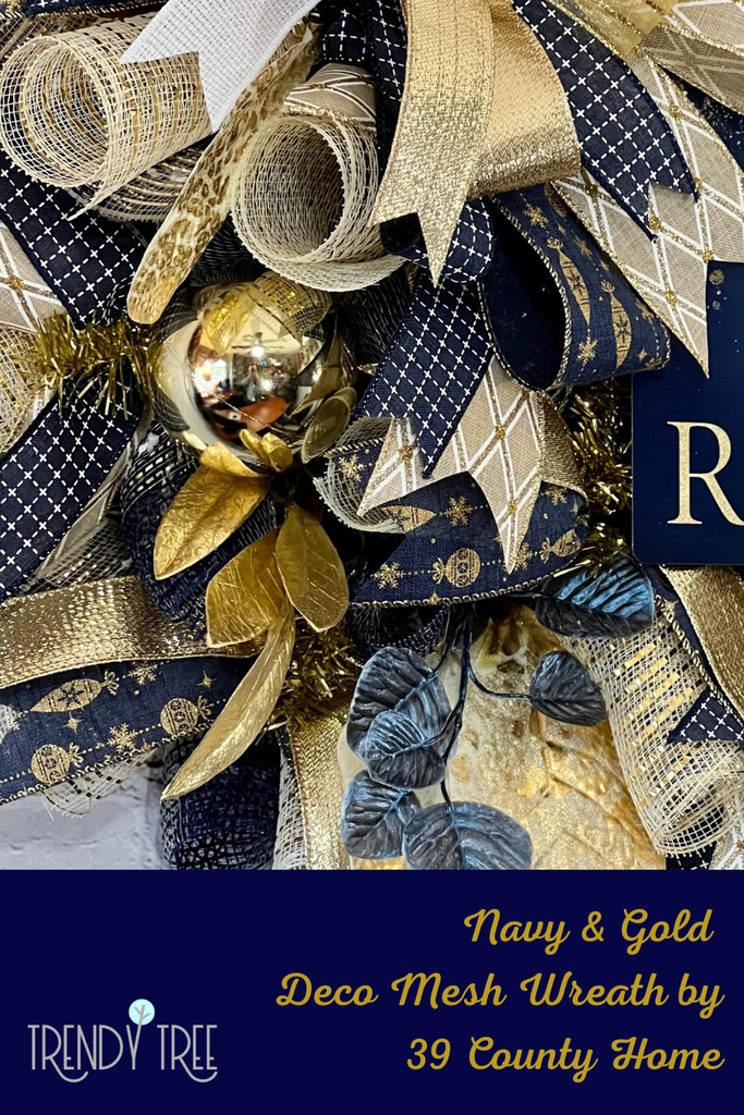 navy and gold christmas wreath