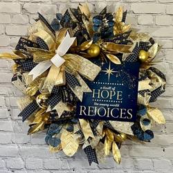 navy and gold christmas wreath tutorial