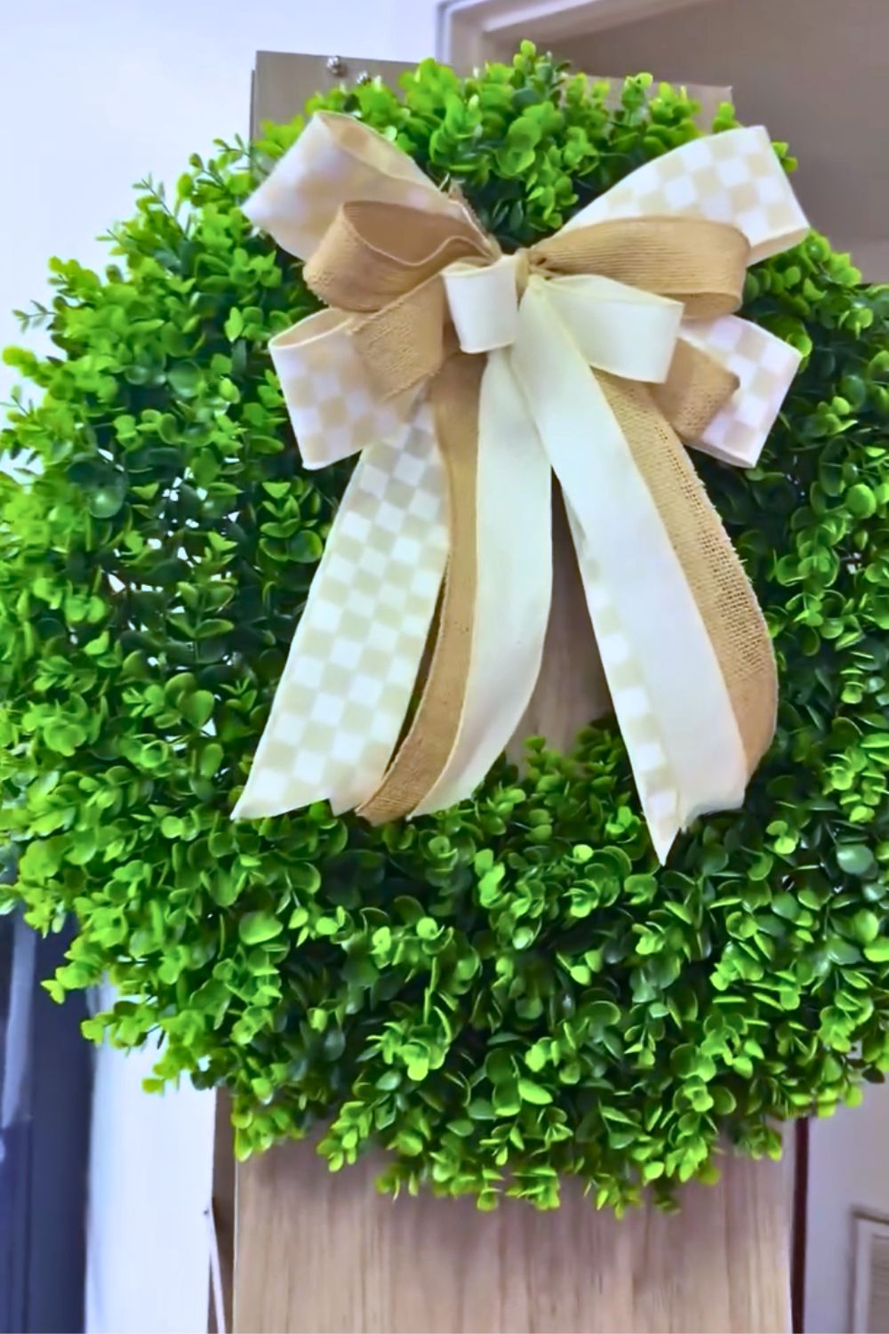 neutral everyday wreath bow made with the ez bowmaker