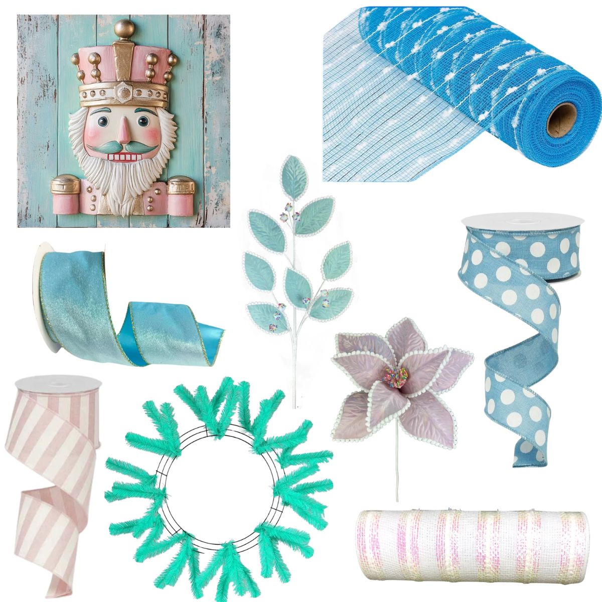 pastel nutcracker wreath supplies
