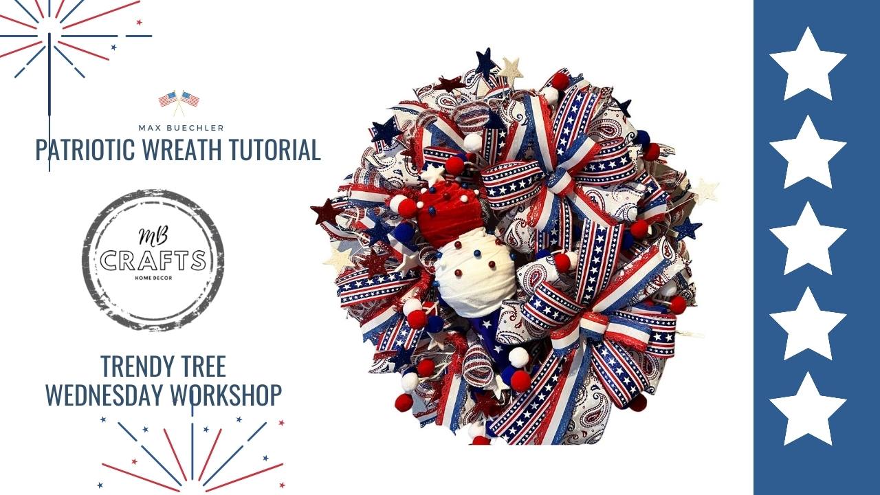 patriotic red white and blue deco mesh wreath tutorial