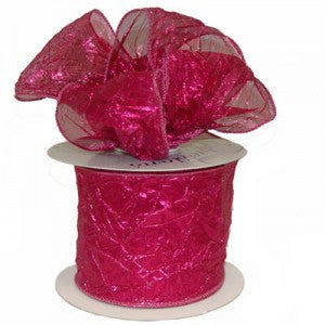 fuchsia crushed metallic wire edge ribbon