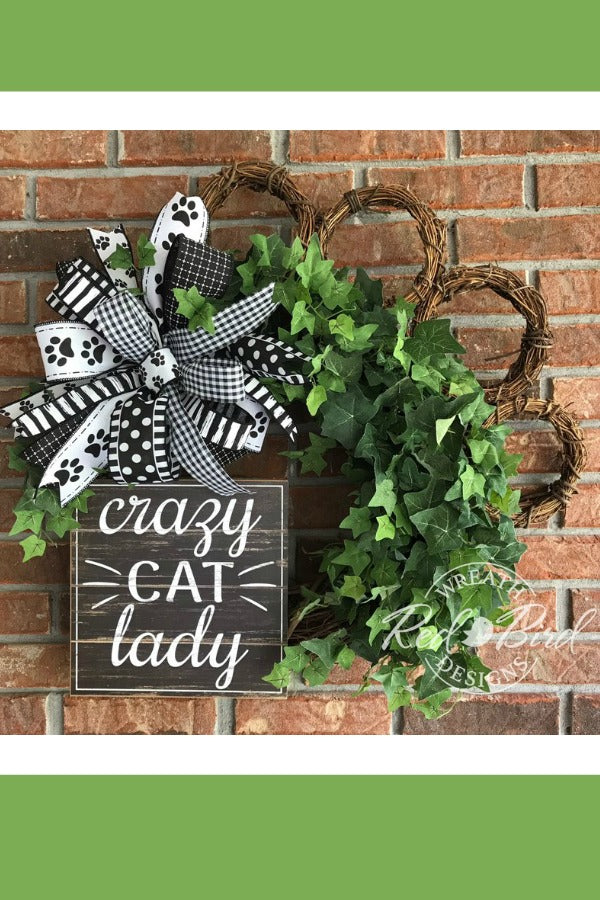 crazy cat lady, cat lover wreath, 