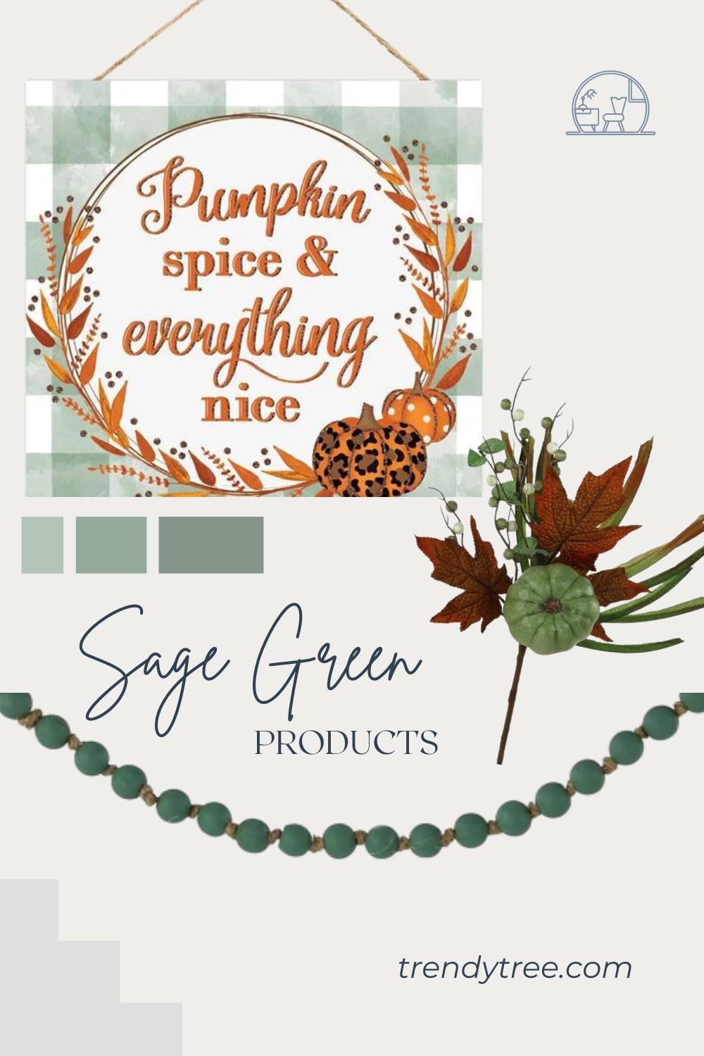 fall products in sage green color from trendy tree