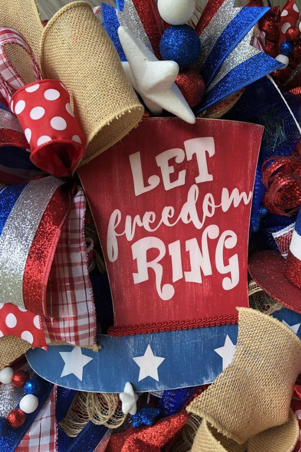 July 4th Wreath,Freedom Ring Wreath,God Bless USA Wreath,Patriotic Wreath,Patriotic Door Swag,Uncle Sam Wreath,4 of July Wreath,USA Wreath