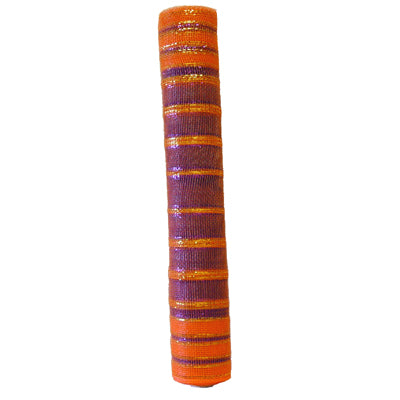 orange purple striped halloween deco poly mesh