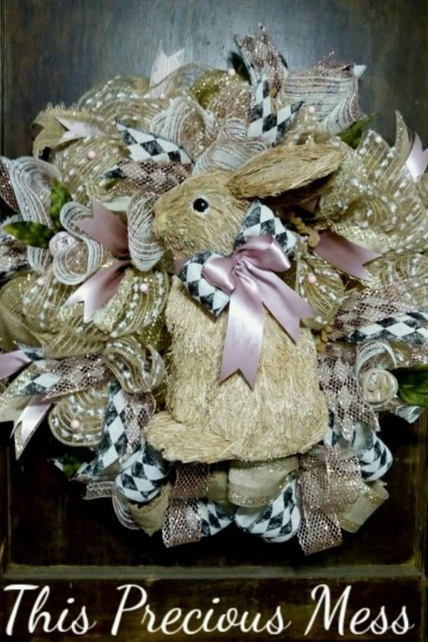 easter wreath, bunny wreath, easter door wreath, easter door hanger