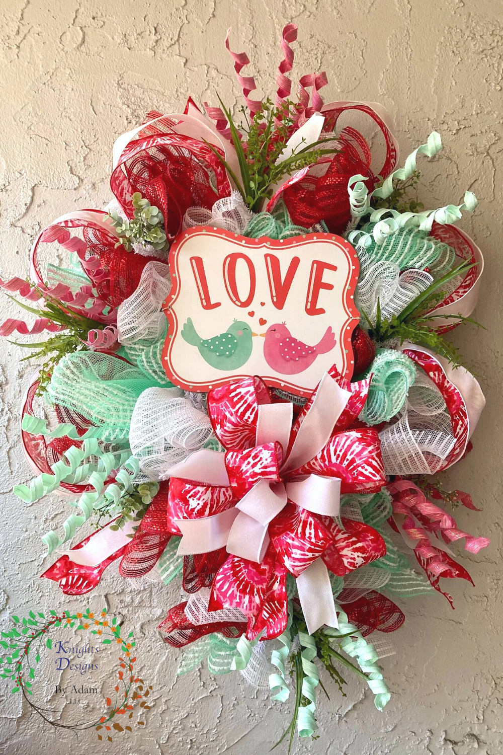 valentine wreath tutorial with love bird sign