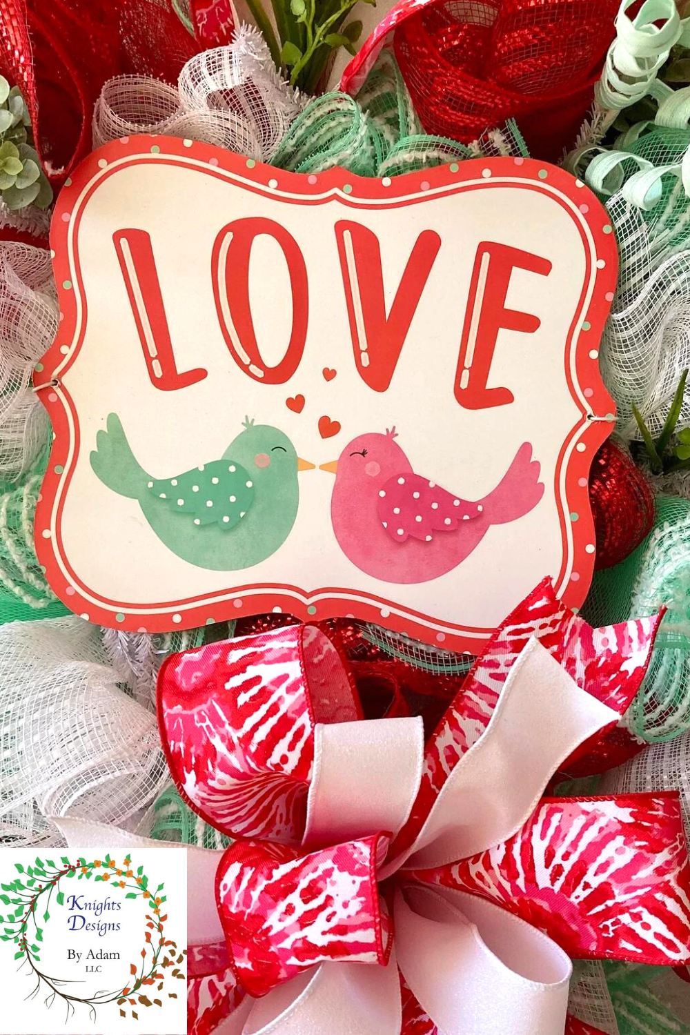 valentine love bird wreath tutorial on teardrop frame