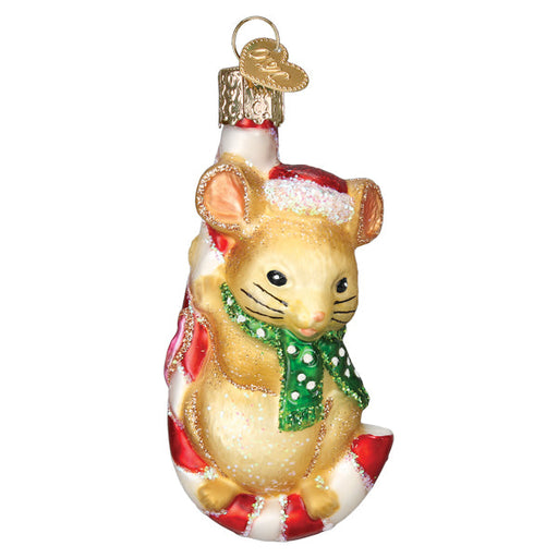 Old World Christmas Chester Cheetah On Candy Cane Glass Blown Ornament for  Christmas Tree