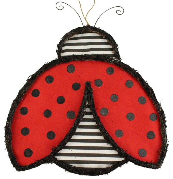21"H X 18.5"L Vine Stripe Ladybug  Red/Black/White  KG3049