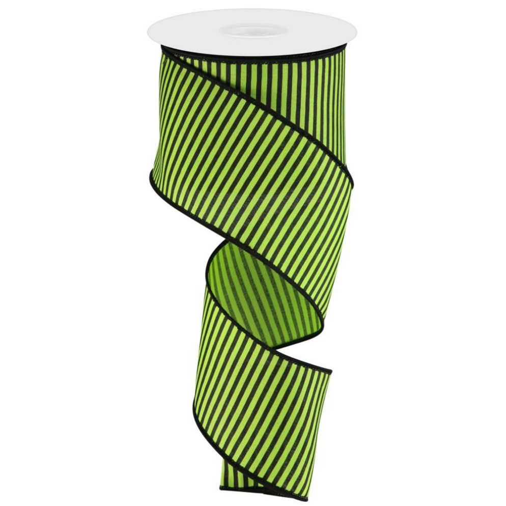 2.5" Lime Green Black Thin Horizontal Stripe Ribbon ...