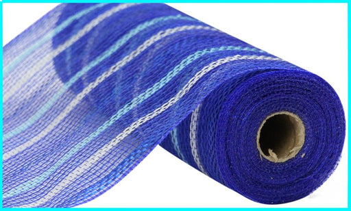 10.25X10Yd Poly/Jute/Metallic Mesh Ice Blue/Matte Silver RY8329W7 — Trendy  Tree