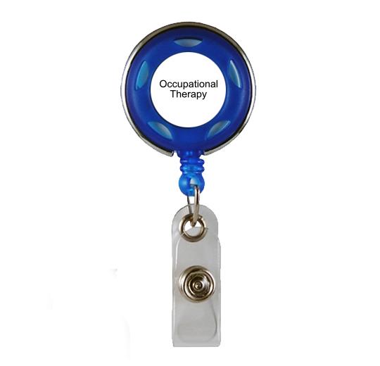 Translucent Plastic Badge Reel with Chrome Finish and Accent Holes