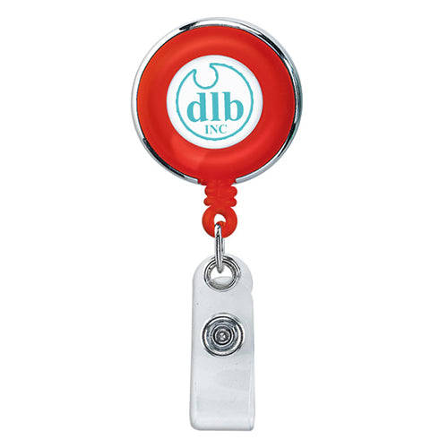 Translucent Plastic Badge Reel with Chrome Finish and Accent Holes