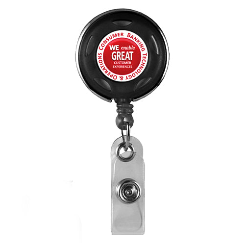 Translucent Plastic Badge Reel with Chrome Finish and Accent Holes - R
