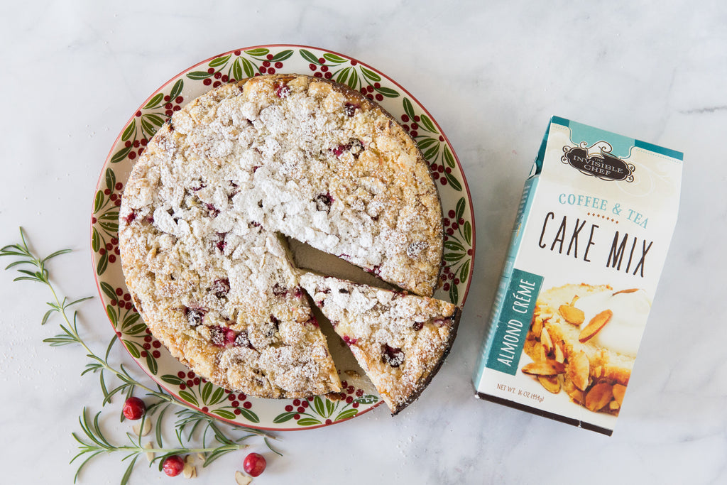 the invisible chef - Cranberry Almond Cake with Crunchy Almond Topping