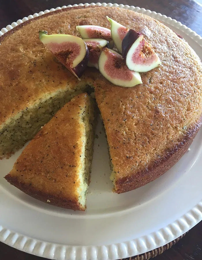 Lemon Cornmeal Poppy Seed Cake with Rosemary-Lemon Syrup Recipe | The Invisible Chef