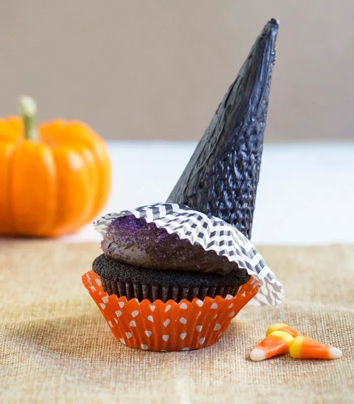 Spook-tacular Witch's Hat Cupcakes Recipe | The Invisible Chef