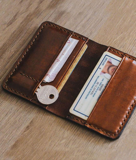 Front Pocket Wallet, Leather Handmade Brown Personalized