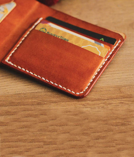 Orange Leather Wallet - Oliver