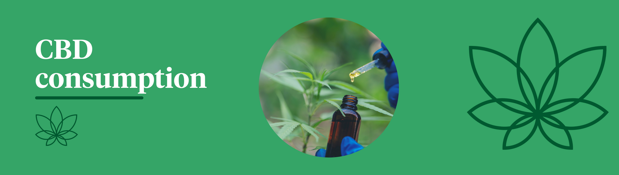 A green background with the Supreme CBD logo to the right and a person injecting CBD oil into a small jar for consumption.
