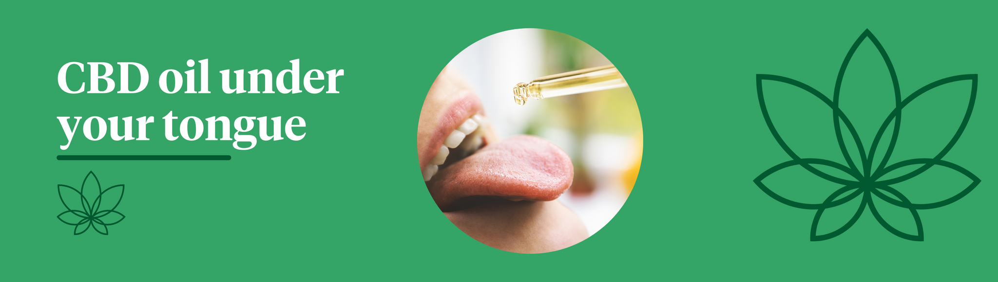 A green background with the Supreme CBD logo to the right of the image with a woman placing CBD oil under her tongue to show the sublingual method of taking CBD.