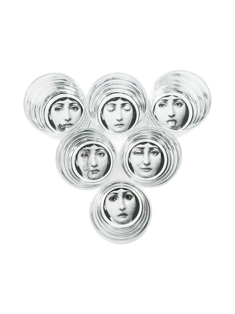 Shop Fornasetti Face Print Tumblers (set Of 6)