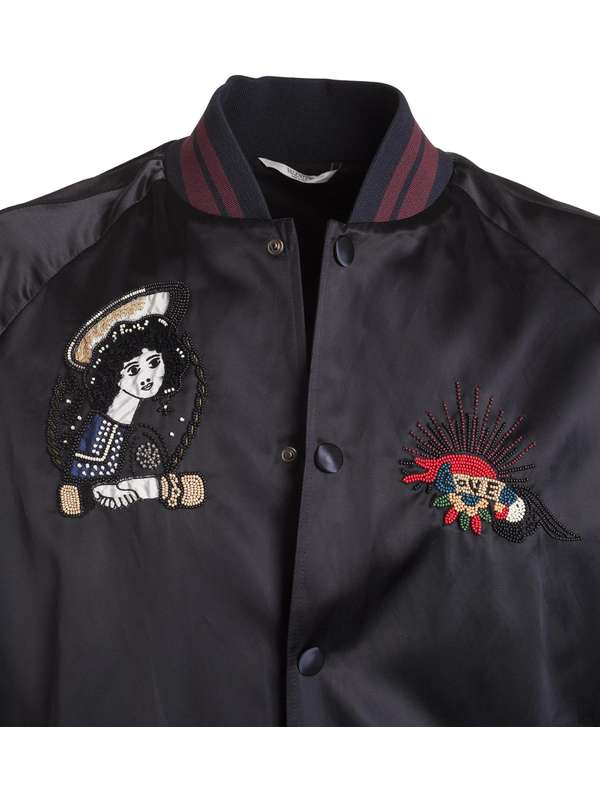 Shop Valentino Embroidered Bomber Jacket