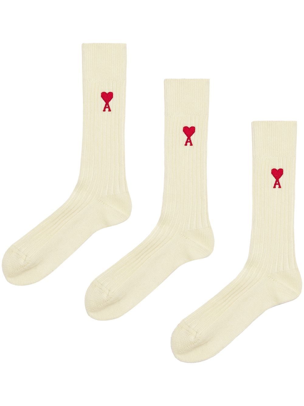 Shop Ami Alexandre Mattiussi Embroidered-logo Ankle Socks