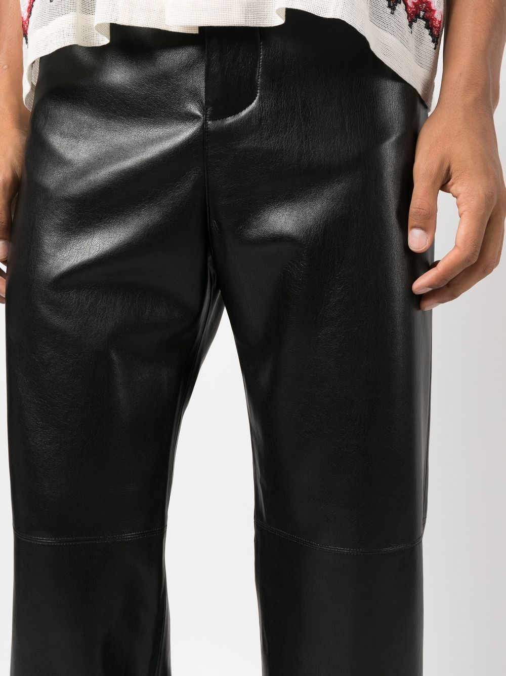 Shop Nanushka Faux-leather Straight-leg Trousers
