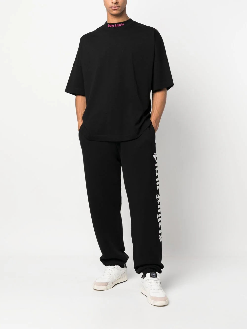 Shop Palm Angels Logo-print Drawstring Sweatpants