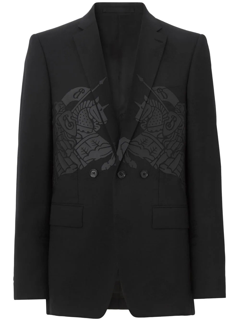 Shop Burberry Graphic-print Wool-cotton Blazer