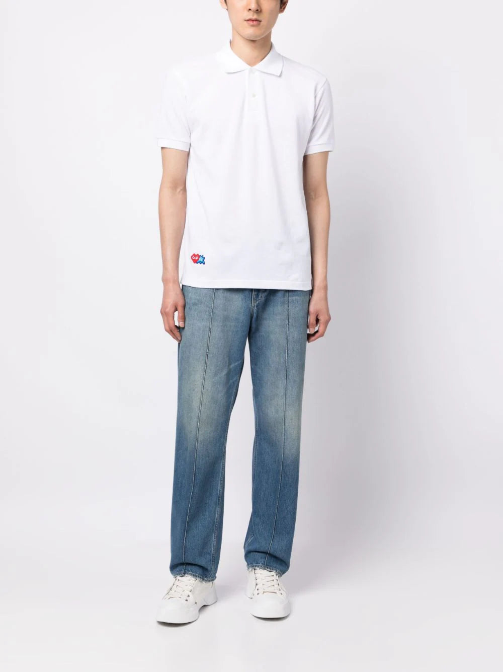 Shop Comme Des Garçons Play Logo-appliqué Cotton Polo Shirt