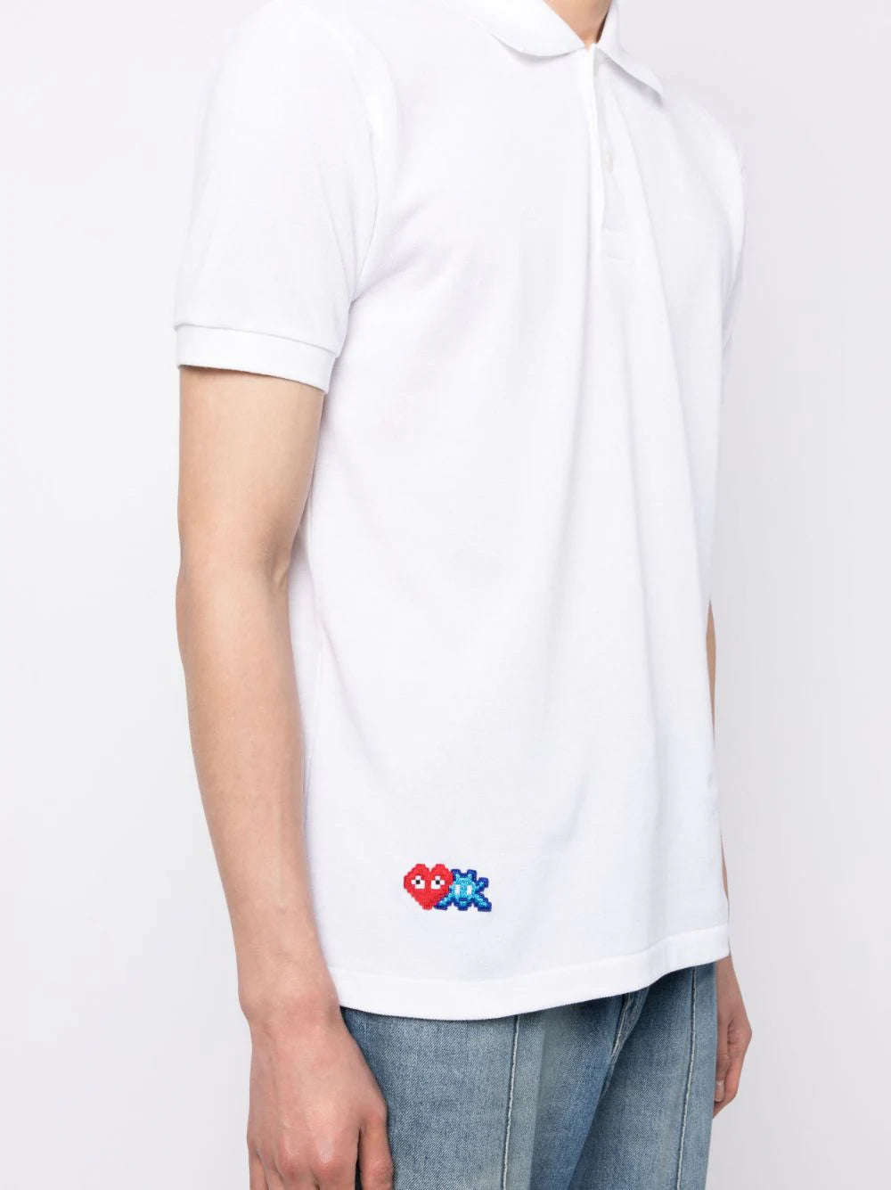 Shop Comme Des Garçons Play Logo-appliqué Cotton Polo Shirt