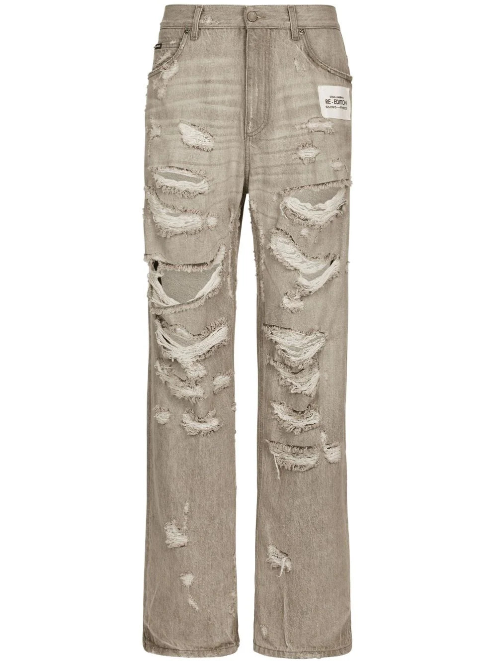 Shop Dolce & Gabbana Distressed Straight-leg Jeans
